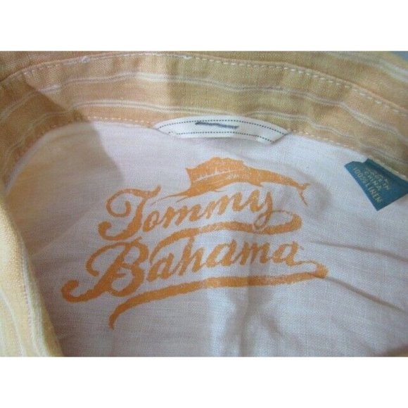 Tommy Bahama Relax Yellow Stripe Linen Button Down Shirt XXL/TG - Picture 2 of 7